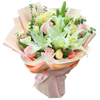 鄂尔多斯10朵玫瑰百合混搭，爱是难忘时刻